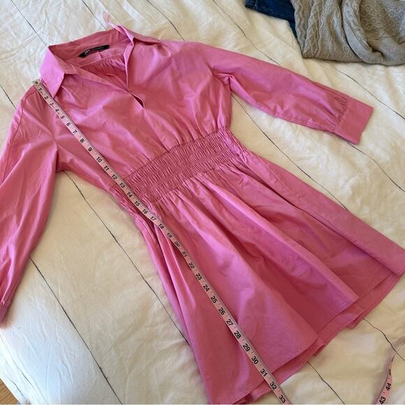 Zara Pink Poplin Mini Dress Collared Viral - Picture 6 of 11